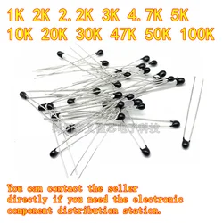 20PCS NTC Thermistor MF52 MF52A 1K 2K 2.2K 3K 4.7K 5K 10K 20K 30K 47K 50K 200K  5% Temperature Sensor B Value: 3950K Matchhead