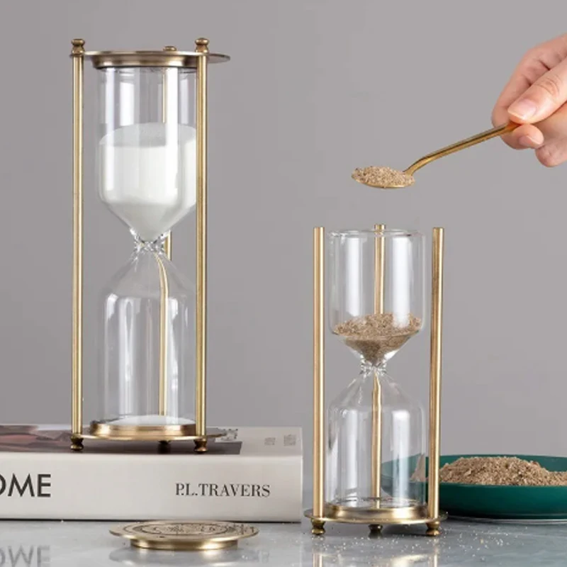 Metal Self-assembled Hourglass Ornaments Hourglass Timer Glass Desktop Ornaments Creative High-grade Retro Hourglass Timer