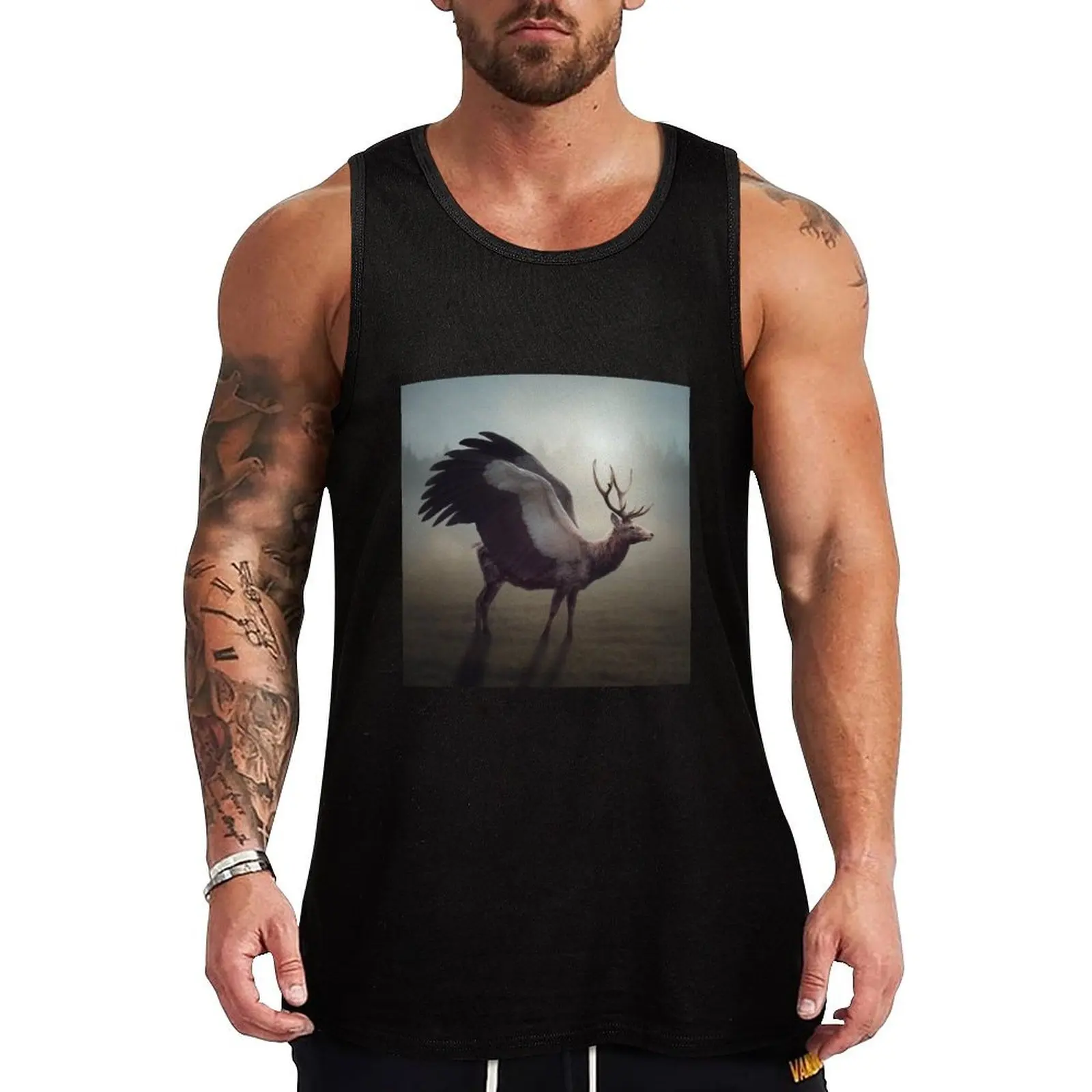 Icarus' - Peryton/Winged Deer Tank Top sleeveless shirts sleeveless shirt man gym