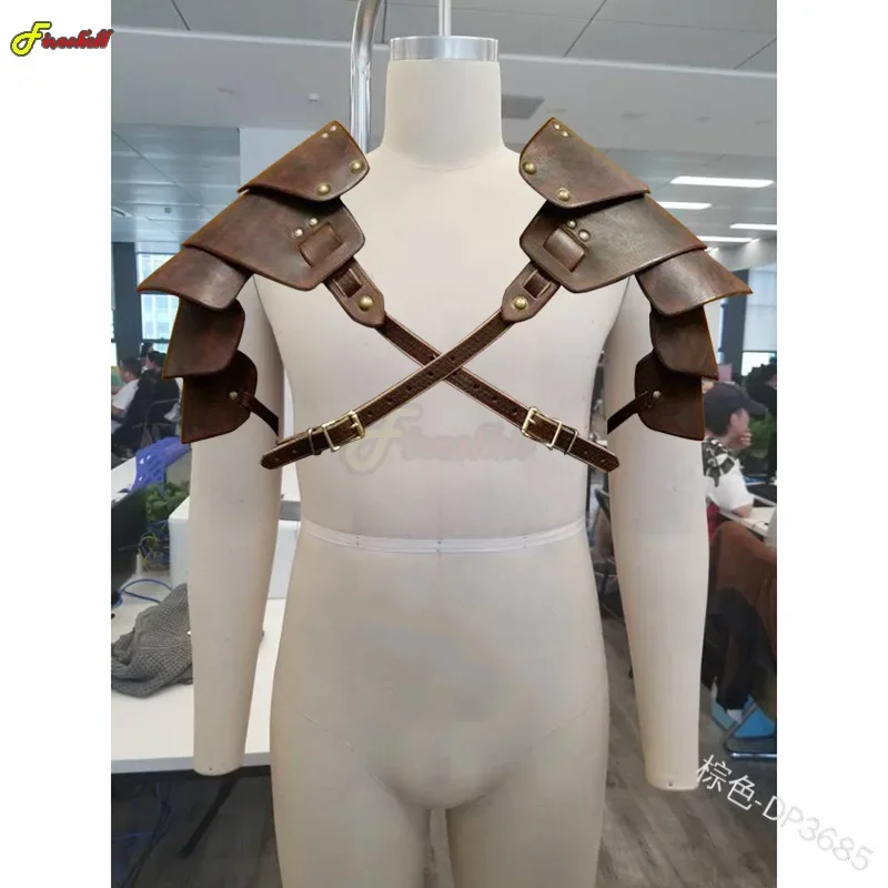 Men Medi vintage costume armor cosplay accessory Gothic warrior shoulder PU leather body chest harness belt tabard js9223