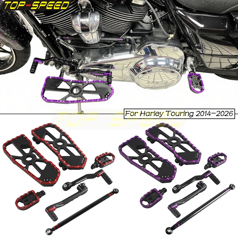 Motorcycle Floorboards Shifter Brake Lever Kit Driver Passenger Footrest For Harley Touring FLHX FLTR FLHT FLHR FLHTK 2014-2026