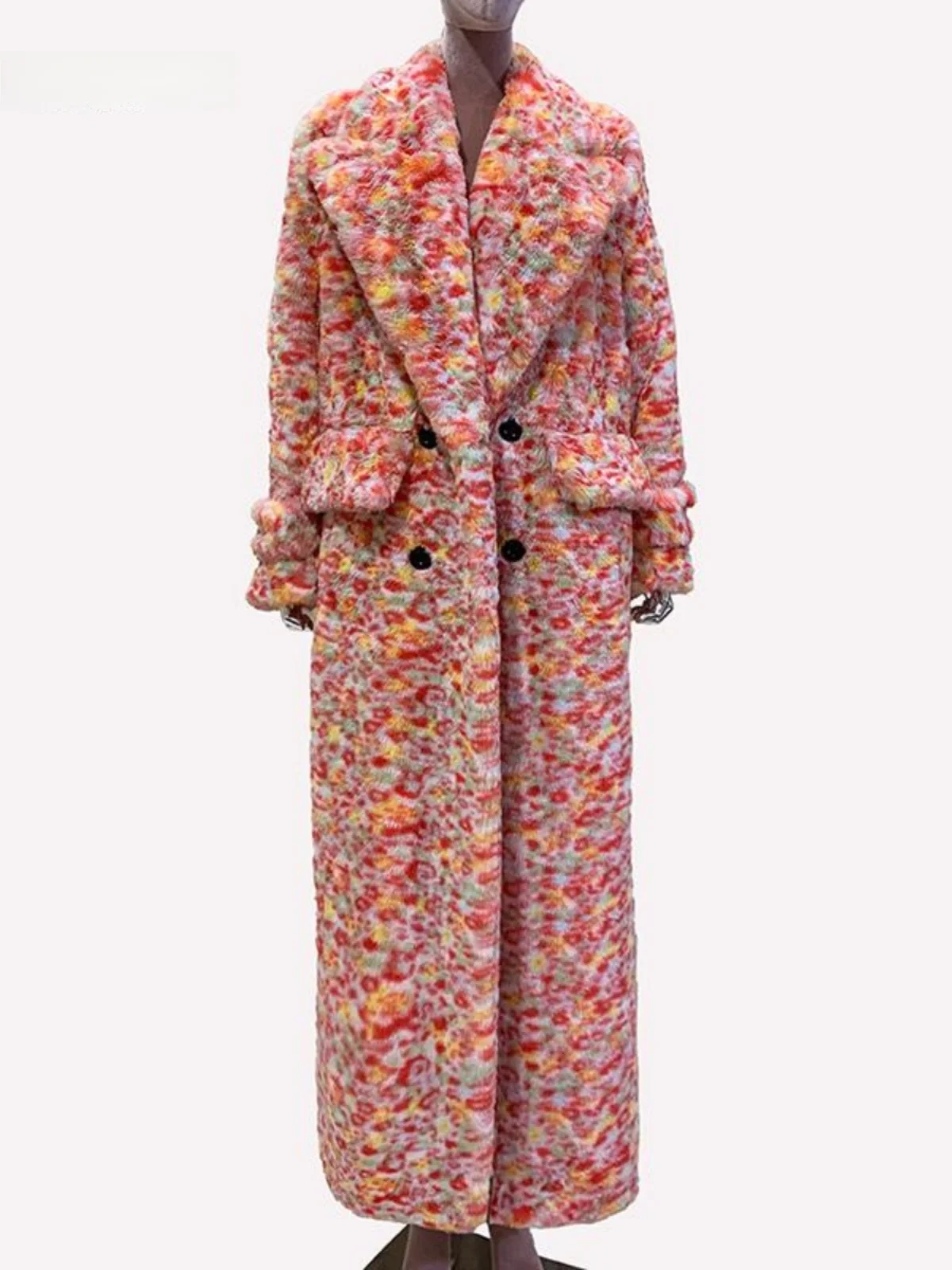 

Экологичное длинное пальто оверсайз из искусственного меха для женщин, зимняя модная верхняя одежда с поясом, утепленное, свободного кроя, в корейском стиле