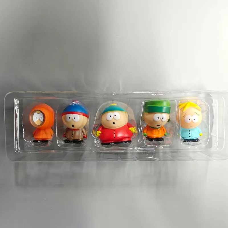 5 stks/set South Park Anime Figuur De Stok van Waarheid Kenny McCormick Stan Marsh Leuke Mooie Poppen Amerikaanse Band Ornamenten
