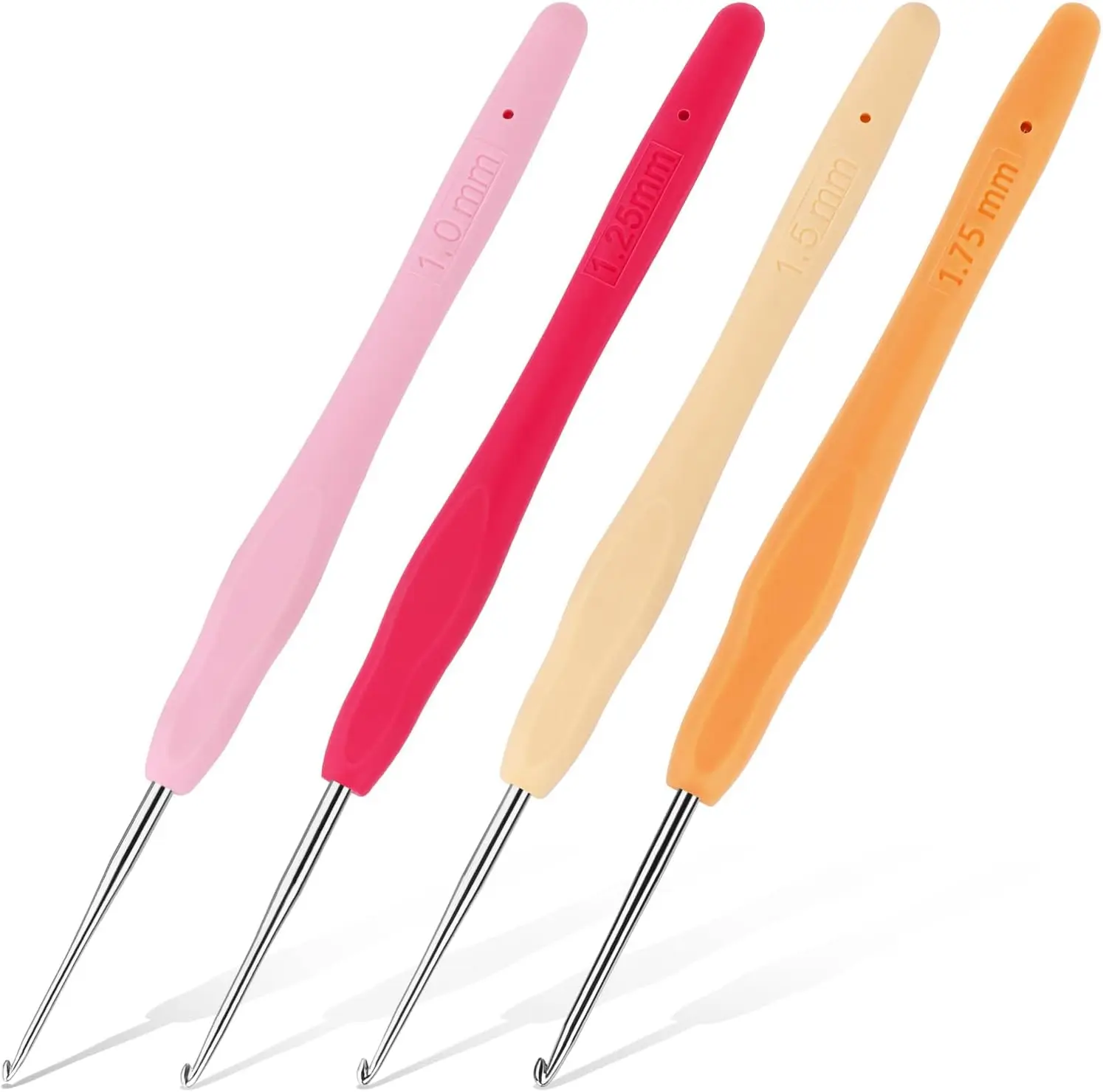 

Crochet Hooks Set 4PCS Small Sizes 1.0-1.75mm Ergonomic Soft Grip for Arthritic Hands Smooth Knitting Needles for Beginners