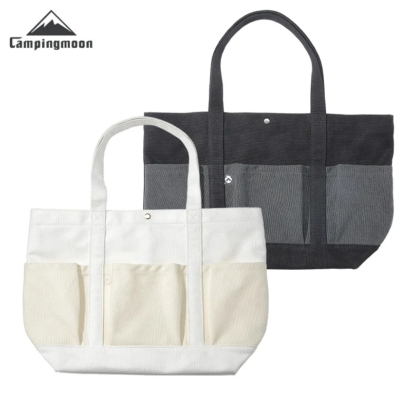 

Сумка-тоут CAMPINGMOON B-191 из плотного холста большой вместимости, белая/черная, многофункциональная, для кемпинга, велоспорта и поездок на работу