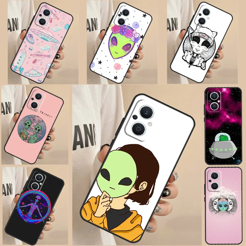 Alien Kawaii Art Phone Case For OPPO Find X3 Lite X5 X6 Pro X2 Neo Reno 3 4 5 6 7 8 Lite 4Z 5Z 2Z 8T Cover