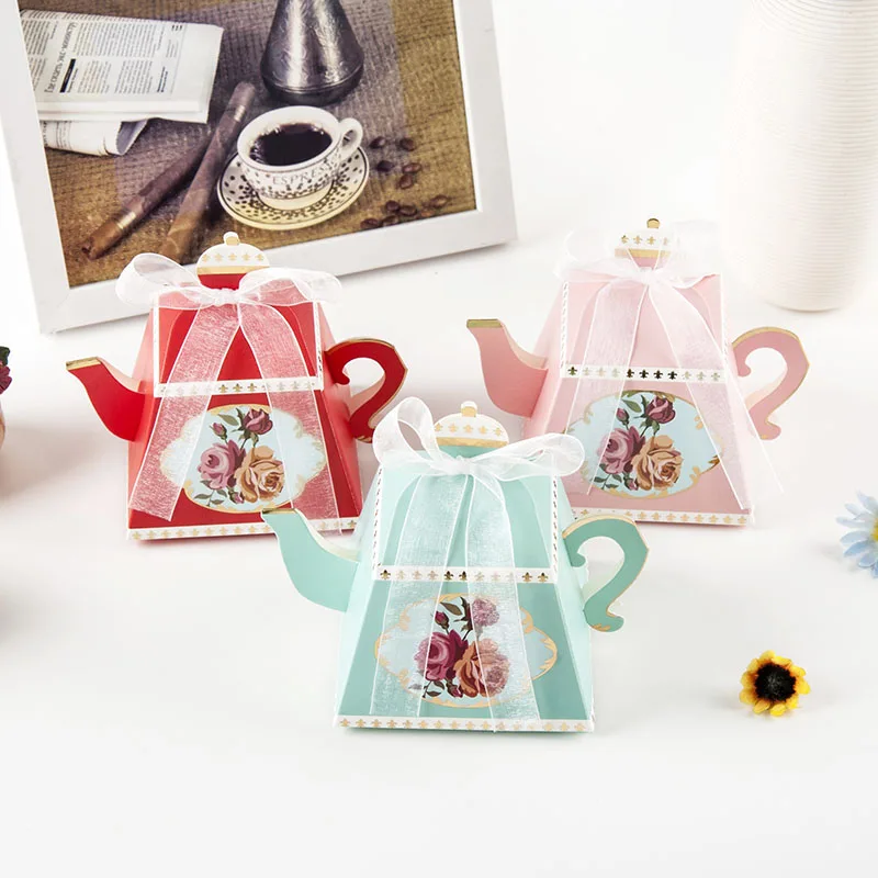 

Teapot Design Dragees Box, Candy Gift Boxes, Packaging Cardboard Box for Birthday, Wedding, Event Party, 50 PCs/Lot