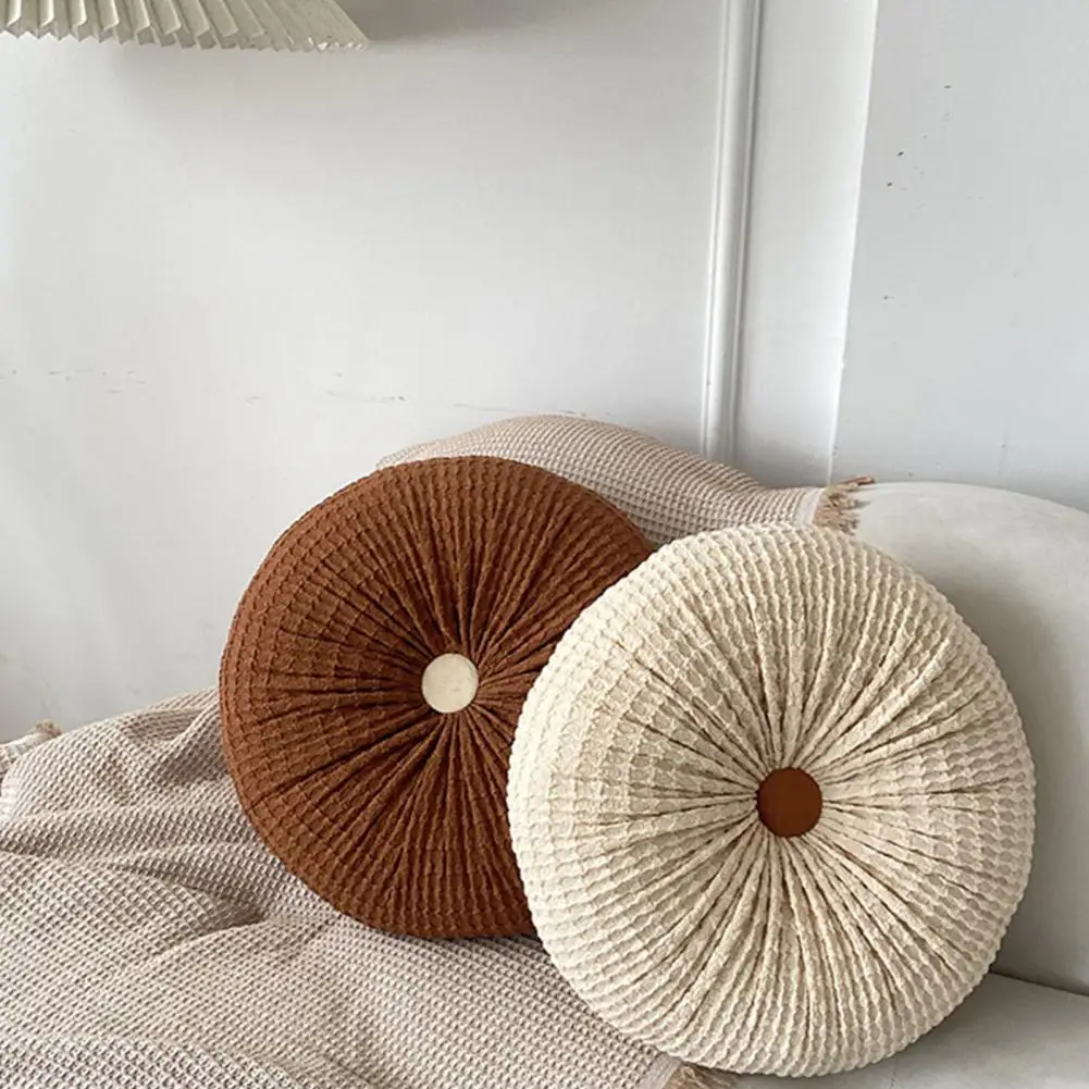 Round Decorative Throw Pillows Handmade Circular Design Pillows European Style Throw Pillows Light Luxury Solid Colour Round