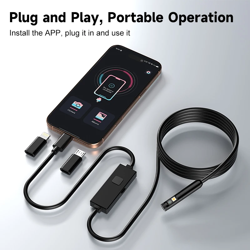 HD1080P Endoscopio 3in1 Micro USB Tipo-C Singola Doppia Fotocamera per IOS iPhone Telefoni Android Periscopio di Ispezione Auto Impermeabile 8MM