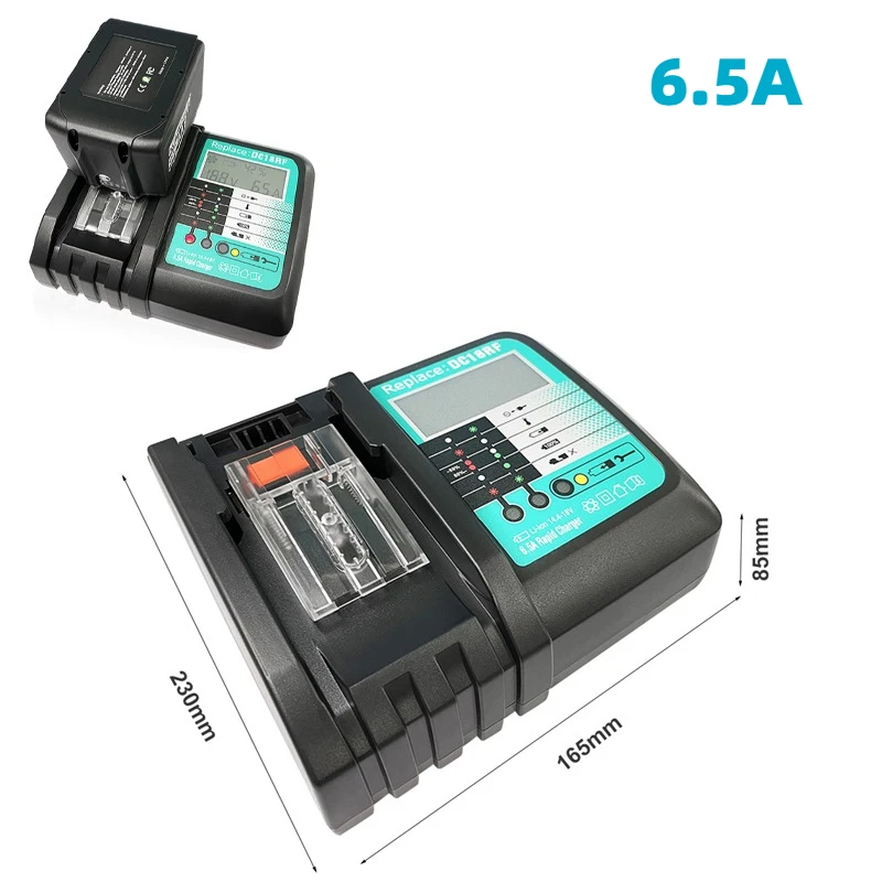 

18V 6.5A Battery Charger for Makita 14.4V 18V Battery Rechargeable Replacement BL1840 BL1850 Lithium Ion Battery Fan Cooling