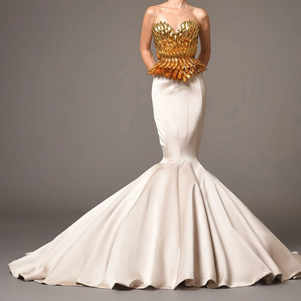 

Высококачественная юбка-русалка цвета слоновой кости, официальная одежда для вечеринок, шелковая тафта с высокой талией, женские длинные вечерние юбки на заказ, свадебная юбка