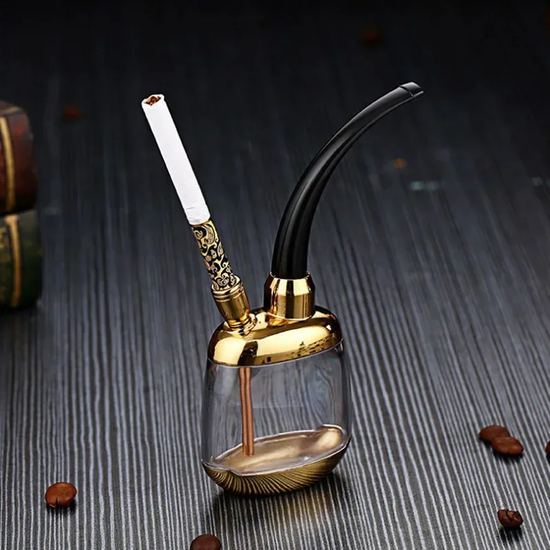 High Quality Business Portable Water Smoking pipe with Bent Type Handmade Smoking Accessories Glass Hookah Cigarette Filter