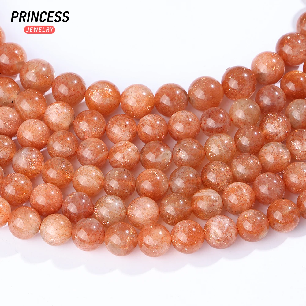 A +++ Natural Brazil Golden Sunstone 8.8-9.5mm manik-manik longgar untuk membuat perhiasan gelang grosir Batu manik Aksesori DIY