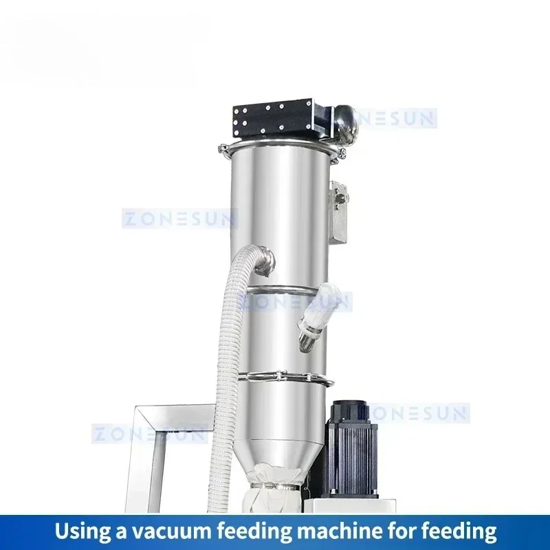 ZONESUN Auger Filler Powder Weighing Filling Machine Vacuum Feeding Pump Powder Mixing Tank ZS-MB500FP