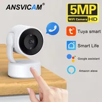 Cámara WIFI Tuya Monitor de bebé interior de 5MP conversación bidireccional 4X Zoom PTZ 360 °    Cámaras de vigilancia compatibles con Alexa Google Smart Life