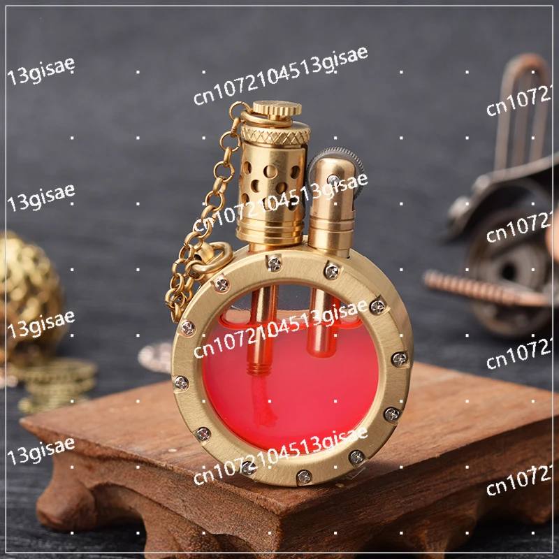 Pure Copper Manual Lighters, Visible Oil Tank, Portable Arc-shaped Series of Pure Copper Kerosene Lighters