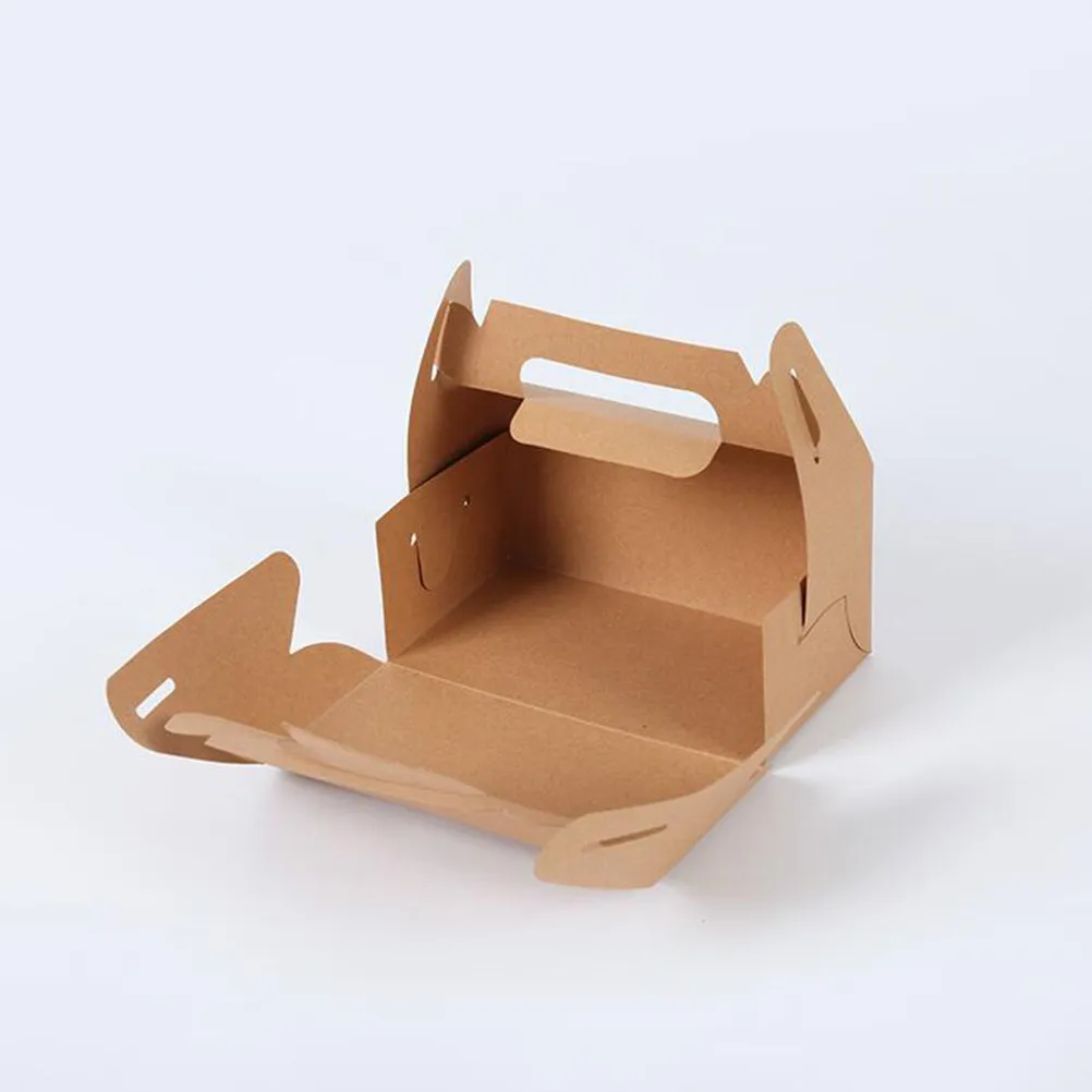 

10Pcs Kraft Paper Cake Box 16.2x9x8cm Portable Favor Container Wedding Birthday Dessert Fruits Packaging Party Supplies