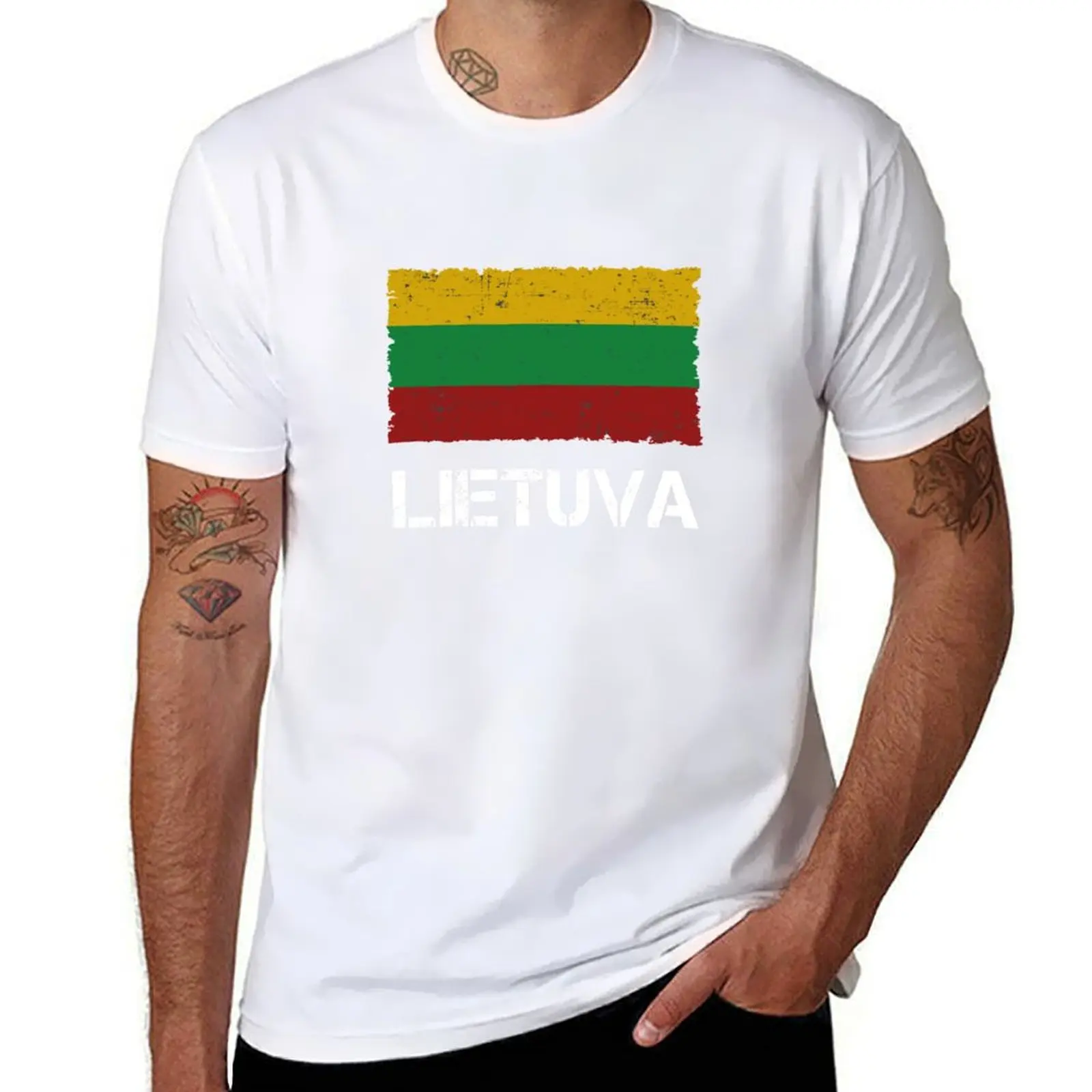

Lietuva Lithuania flag vintage T-Shirt Active Wear Sports T-Shirt for Men