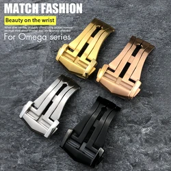 Deployment Watch Buckle Folding Clasp 16mm 18mm 20mm for Omega Leather Strap Rubber Band 316L Steel Black Silver Accessories