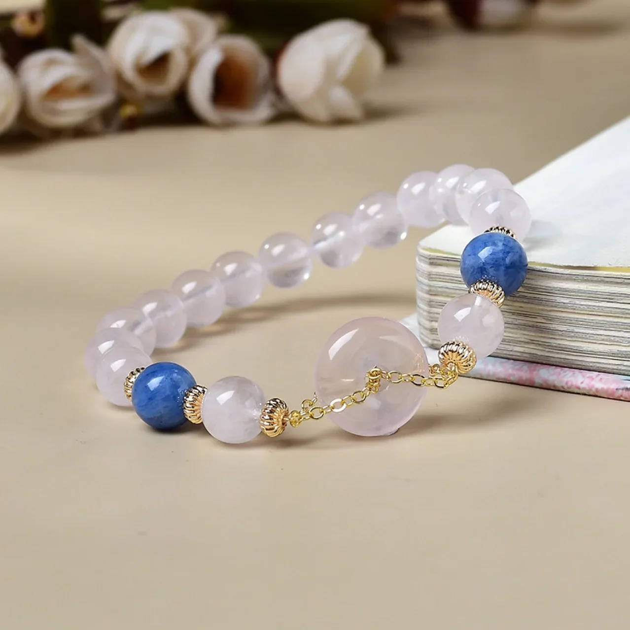 

Natural Pink Crystal Safety Buckle Kyanite Bracelet Women's Light Luxury Fashion Lucky Bracelet, Gift