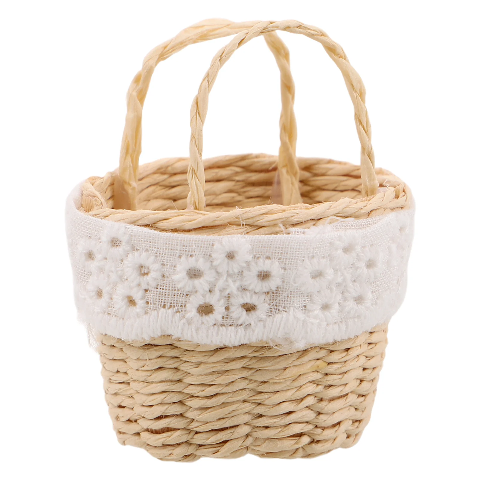 

Handwoven Miniature Basket Imitation Rattan Cute Small Tote for Dollhouse Play Scene Miniature Craft Landscaping Props