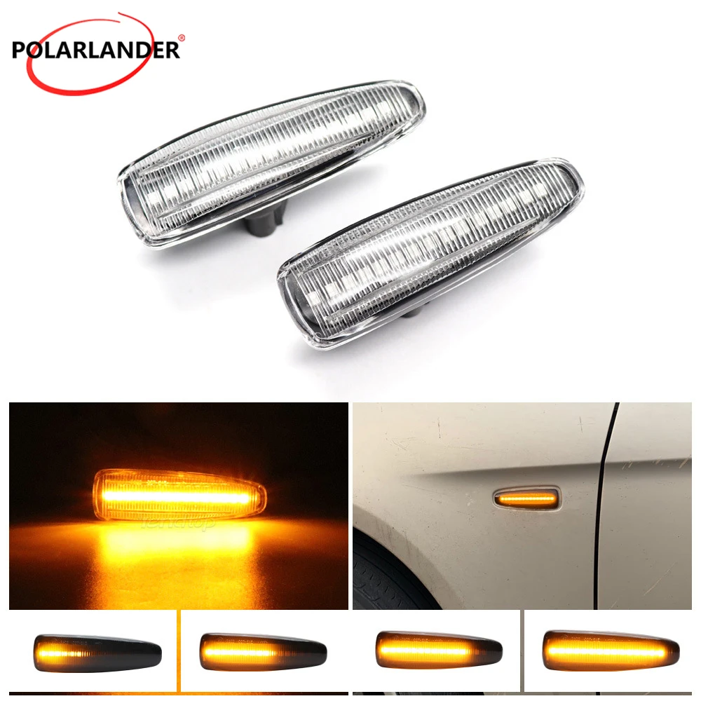 Auto Sequential Flowing LED Fender Side Marker Light Yellow For Mitsubishi Lancer Outlander Sport ASX Pajero