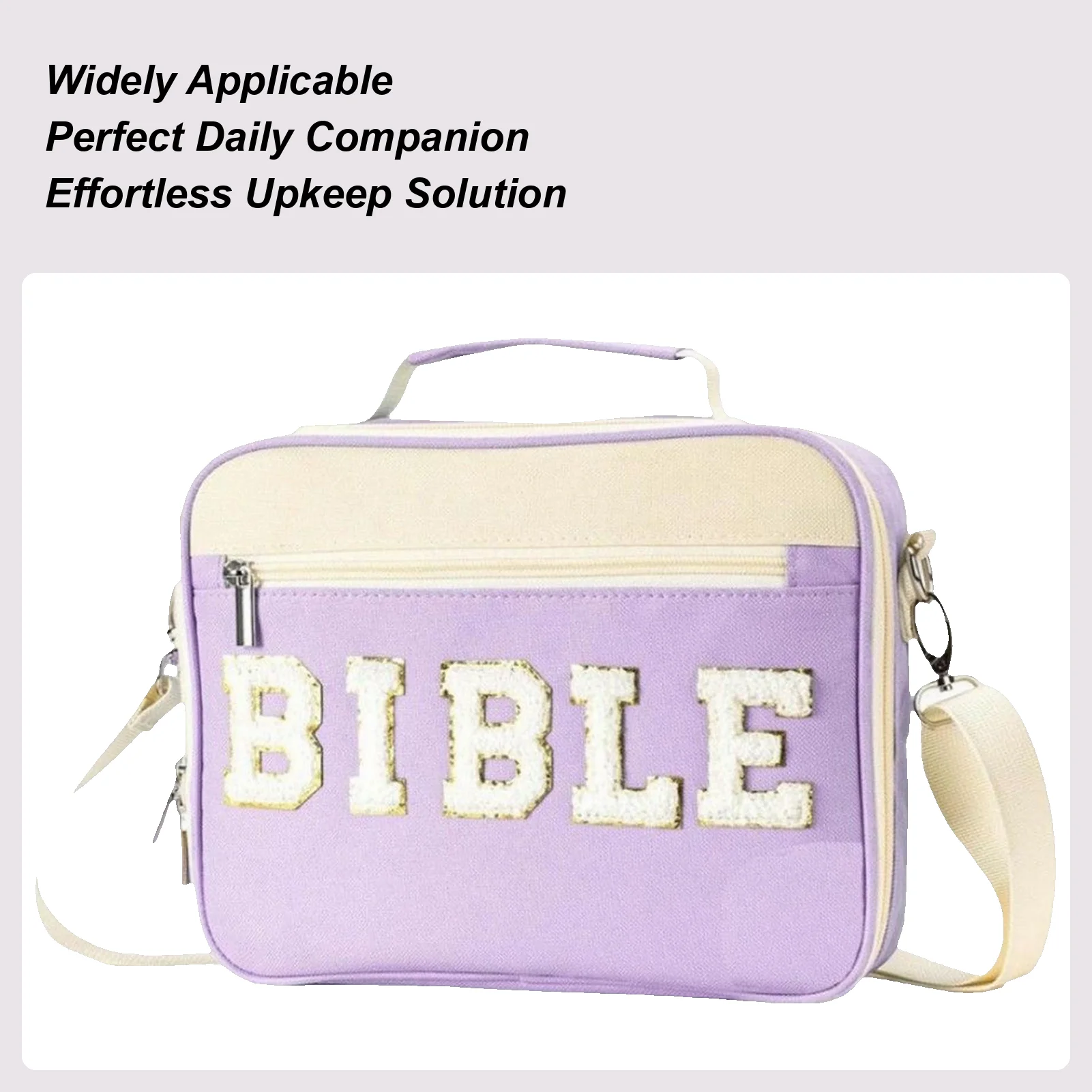 

Print Letter Bible Cover Large Capacity Book Organizer Scripture Carrying Pouch for Church Pastors Christians Prayer Meeting