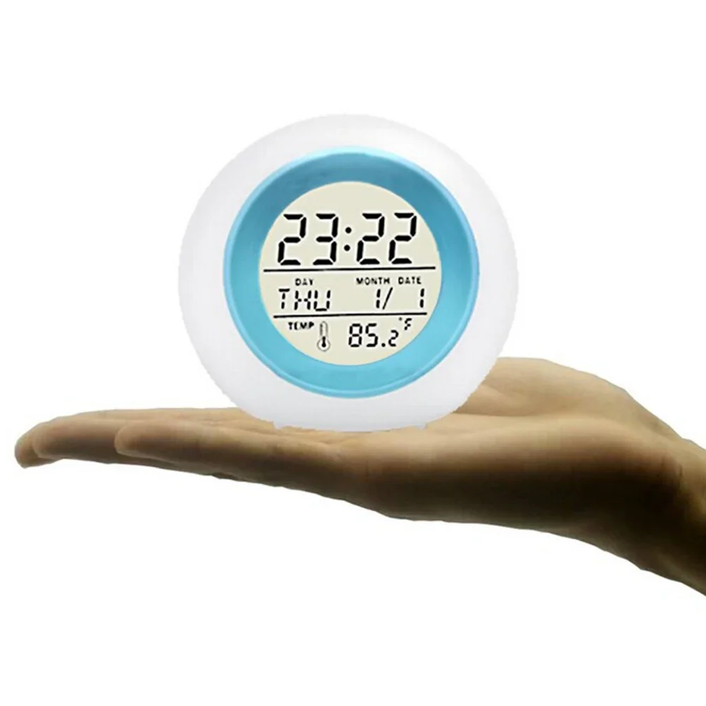 Touch Sensing Digital Alarm Clock Sunrise Sunset RGB LED Wake Up Lights With Colorful Light Snooze Mode Nature Sound