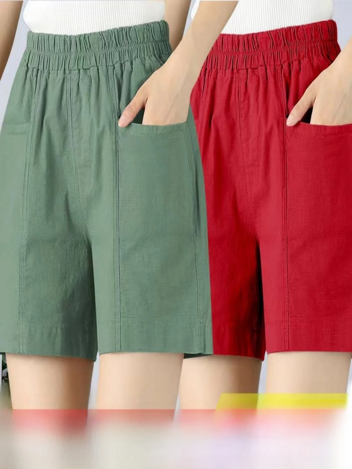 

Льняные брюки из чистого хлопка, свободного кроя, летние, тонкие, повседневные, с высокой талией, широкими штанинами, длиной до колена, в корейском стиле, для повседневной носки