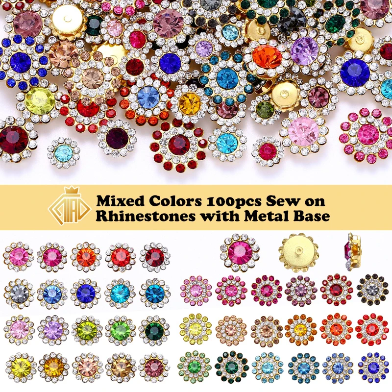 

100 шт., стразы с когтями подсолнечника, сверкающие хрустальные бусины, края пуговиц, стразы, сшитые аксессуары для одежды и сумок для обуви