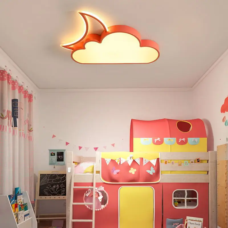 Luz para habitación de niños, luz de techo de princesa para niña, luz dorada para dormitorio de niño, dibujos animados creativos minimalistas modernos
