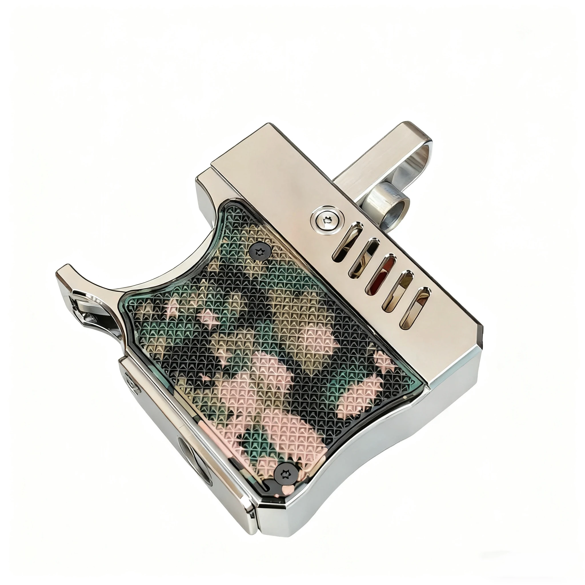 

CNC Process Gun Trigger Design Kerosen Lighter Semi-Automatic Catapult Oil Lighter Safety Switch Brass Chrome Plating
