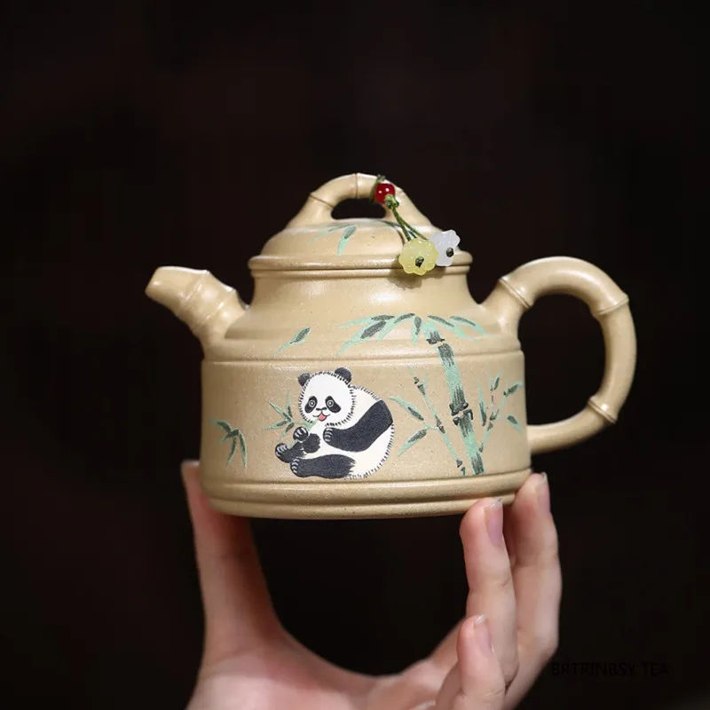 270ml Chinese Yixing Purple Clay Teapot Handmade Panda Pattern Tea Pot Chinese Tradition Beauty Kettle Household Zisha Tea Set