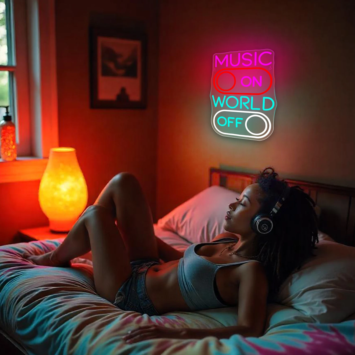 Musique sur le monde hors enseignes au néon pour décoration murale lumières Led créatives décoration de chambre pour chambre musique fête Bar danse Club Art signe