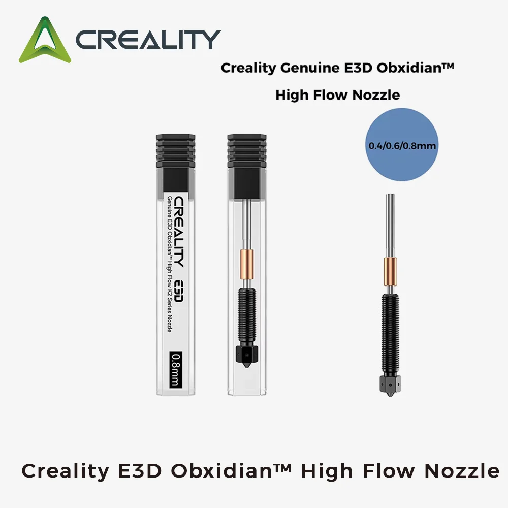 

Creality E3D Обксидиан ™ Узел сопла с высоким расходом серии K2 для деталей 3D-принтера K2 Plus/Hi 0,4 мм/0,6 мм/0,8 мм