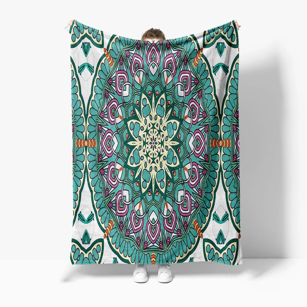 Boho Paisley Mandala Waterproof Blanket Bed Sofa Cover Decorative Quilt Bedspread 130x160cm