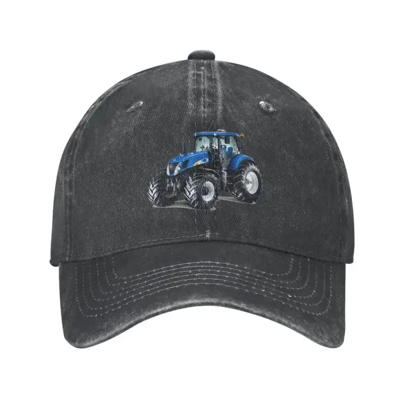 Custom Cotton Blue Tractor Baseball Cap Sports Men Women's Adjustable Heavy Machinery Dad Hat Spring