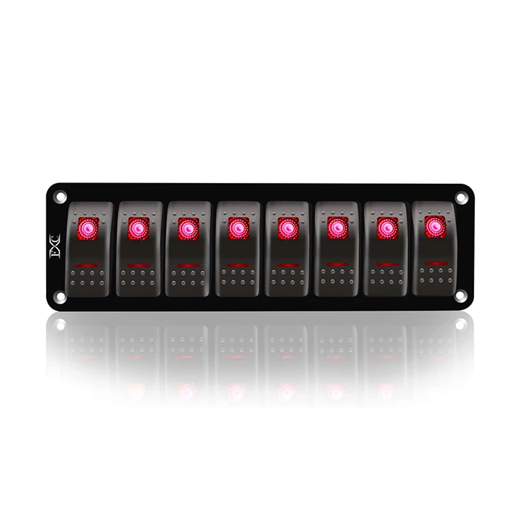 

8-бандовый светодиодный кулисный переключатель, панель автомобильного тумблера, 12/24 В, автоматический выключатель, автомобиль, лодка, морская яхта, автофургон, кемпер, грузовик, прицеп, универсальный