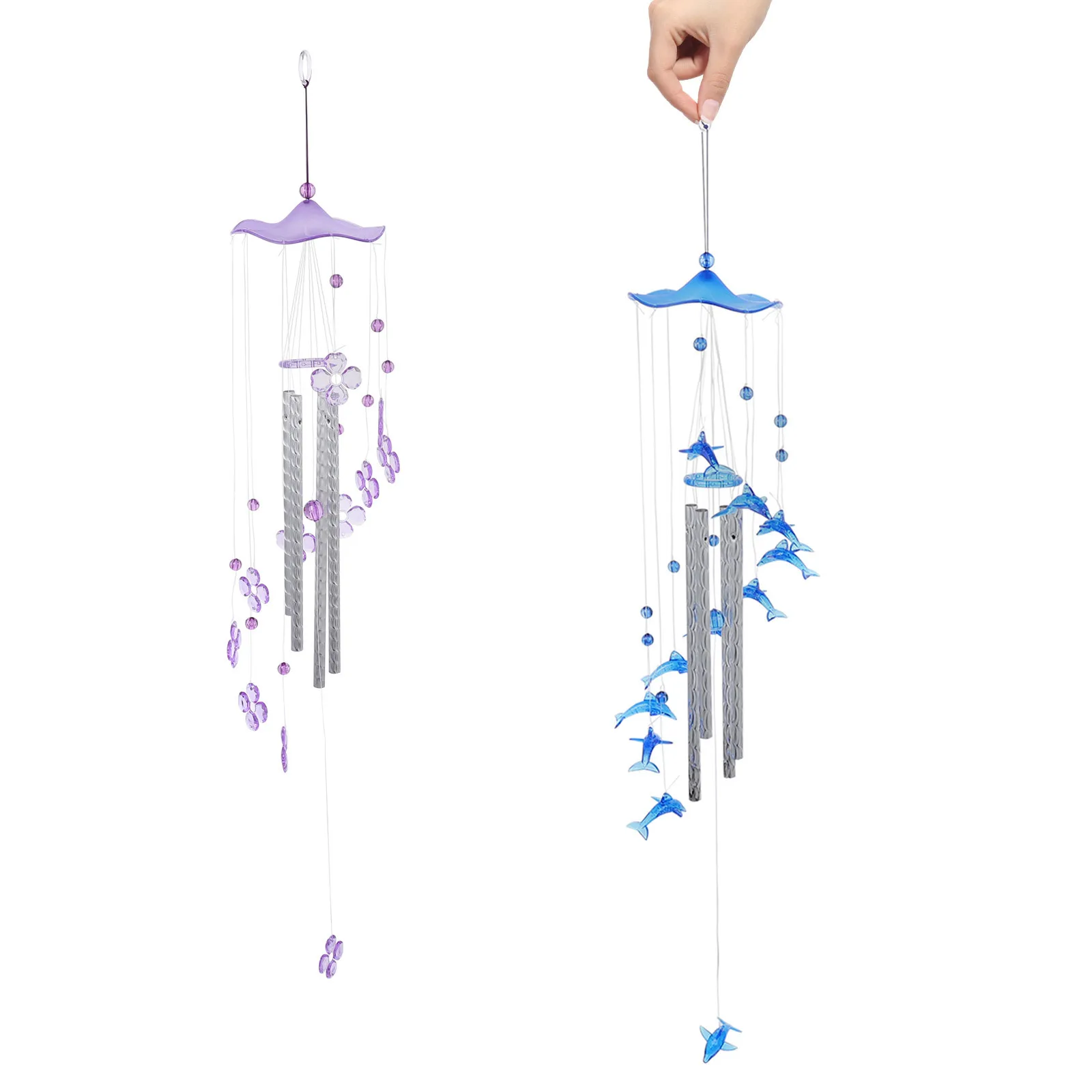 

2pcs Aluminum Tube Chimes Blue Purple For Home Decor Indoor Outdoor Durable Wind Bell Garden Porch Yard Decoration Wind Bells