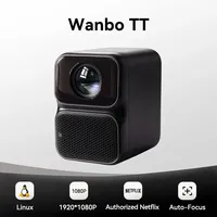 Wanbo TT Projector Netflix Certified 1080P Linux System Mini Projector, 650ANSI 4K Dolby Audio HDR10 Smart Home Theater Projetor