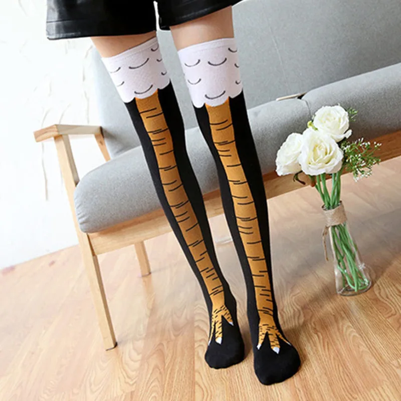 Chicken Claw Socks, Women's Interesting Knee Over Socks, Ostrich Pattern, Autumn and Winter Funny Chicken Leg Long Tube, niche