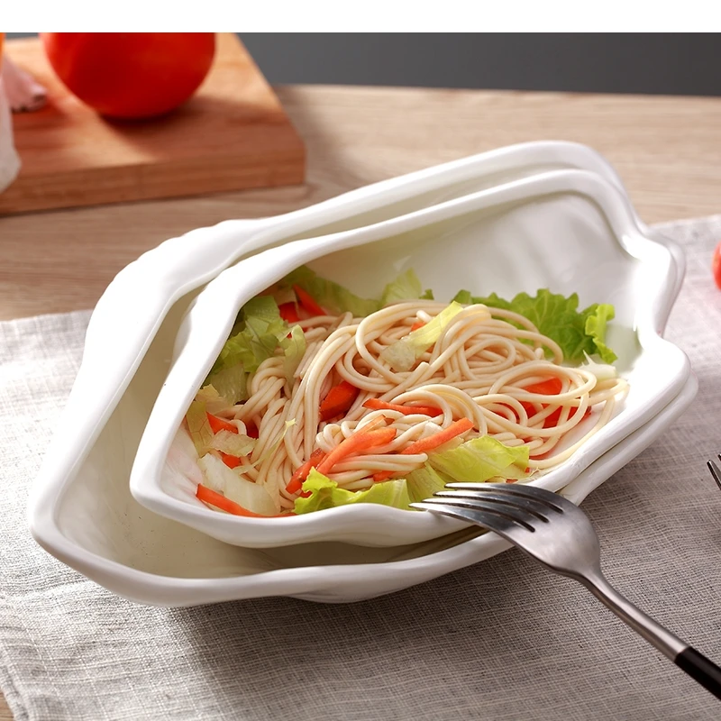 White Clam Ceramic Plate Dinner Plates Dessert Bowl Fruit Tray Salad Steak Pasta Sauce Dish Tableware