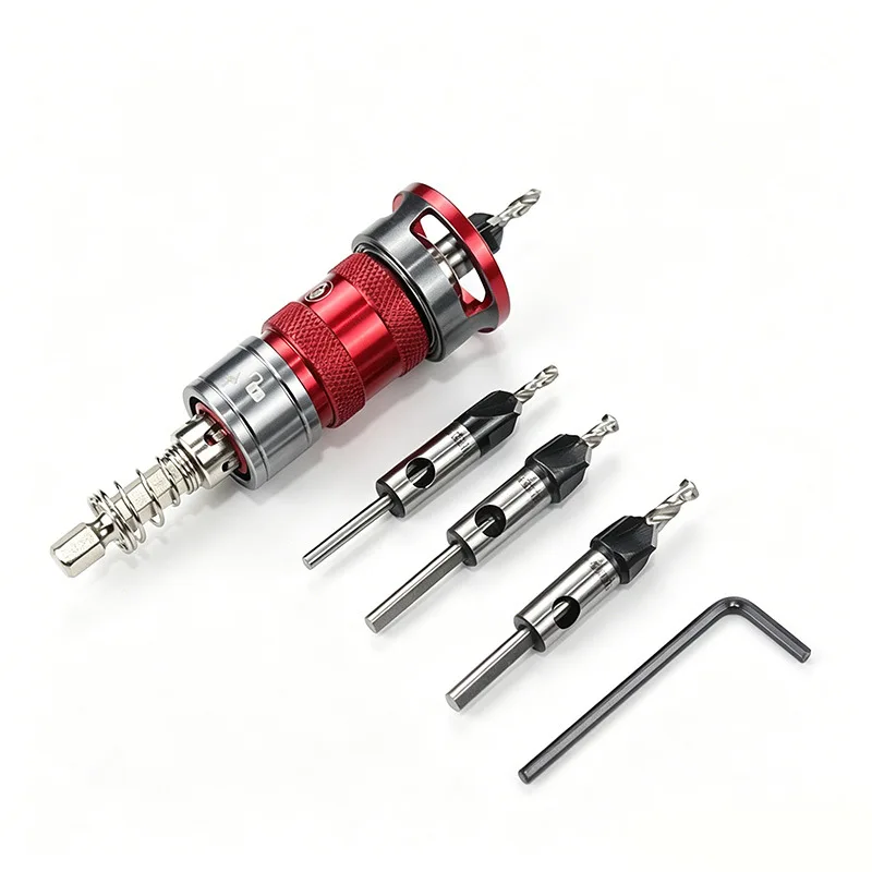 New Arrival Semi-automatic Four-blade CountersinkAdjustable Depth and Replaceable  Head Taper Hole  Step Countersunk Head