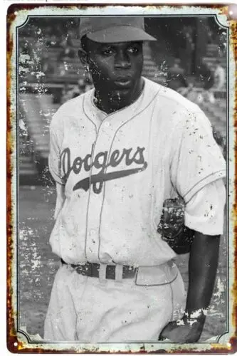 1pcs Brooklyn Dodgers Jackie Robinson  Tin Sign 8 x 12 ALL METAL