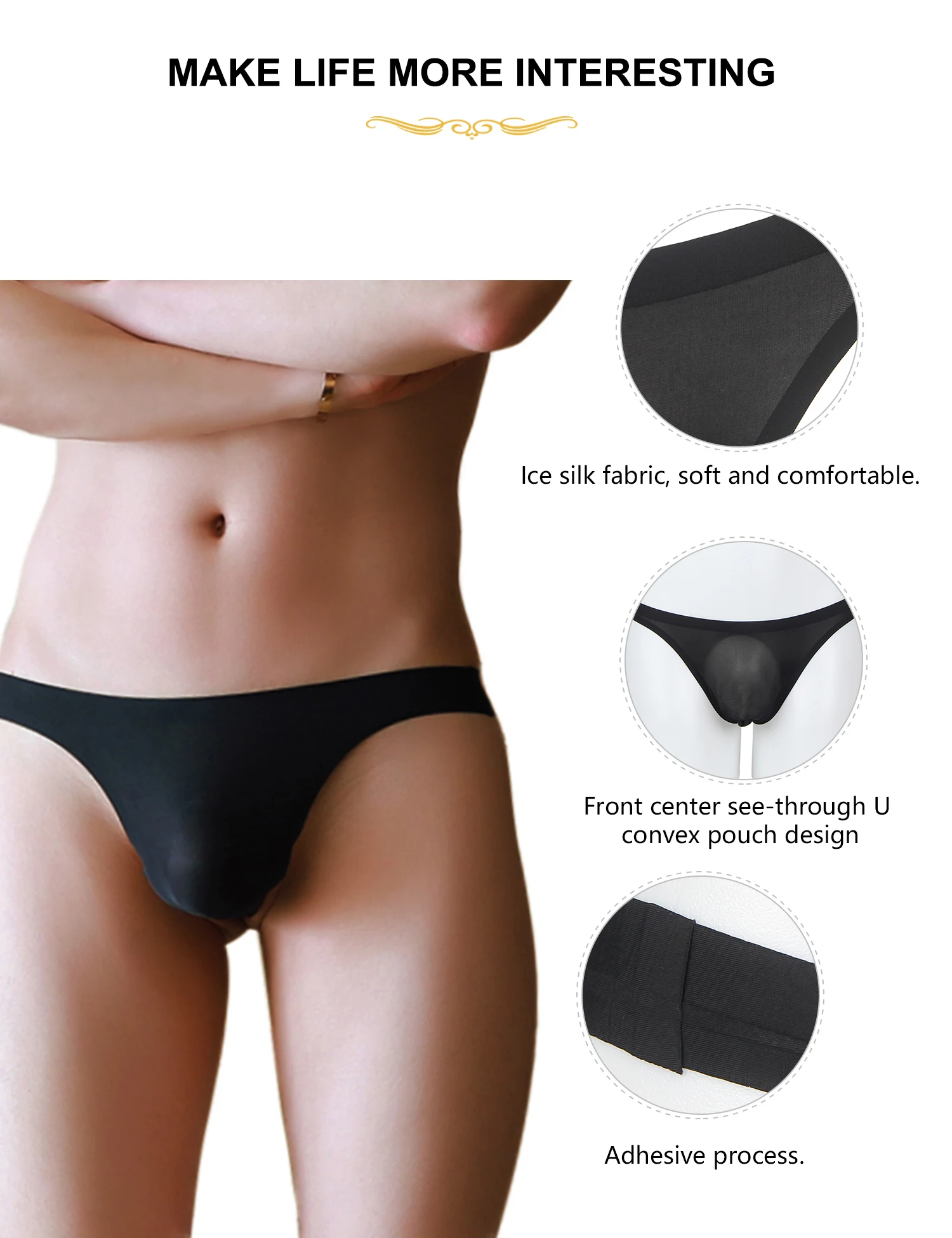 Comeondear Sexy Briefs Underpants Men Black Shorts Panties Male Seamless Hot Erotic Jockstrap Thongs Sissy Underwear Lingerie