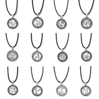 Vintage 12 Zodiac Sign Pendant Necklace Constellation Aries Leo Aquarius Pisces Charm Rope Chain Choker For Women Men Jewelry