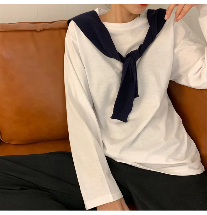 2026 Autumn New Arrivals Kpop Tshirt Women Loose Casual Harajuku Tee Shirt Femme Winter Long Sleeve White T-shirt Woman Clothes