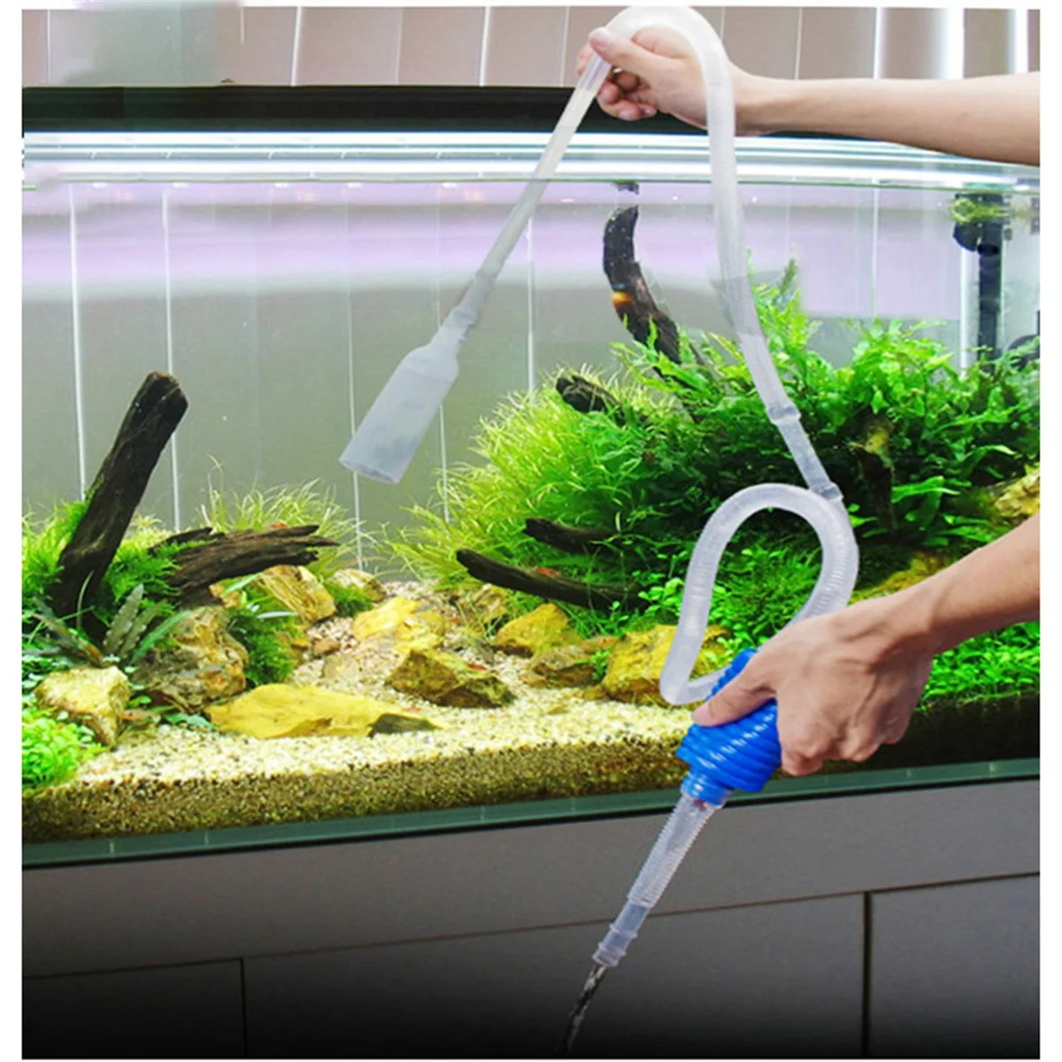 Pompe de changement d'eau sous vide pour poissons d'aquarium, siphon, gravier, tuyau d'aspiration, filtre, précieux, outils, livre