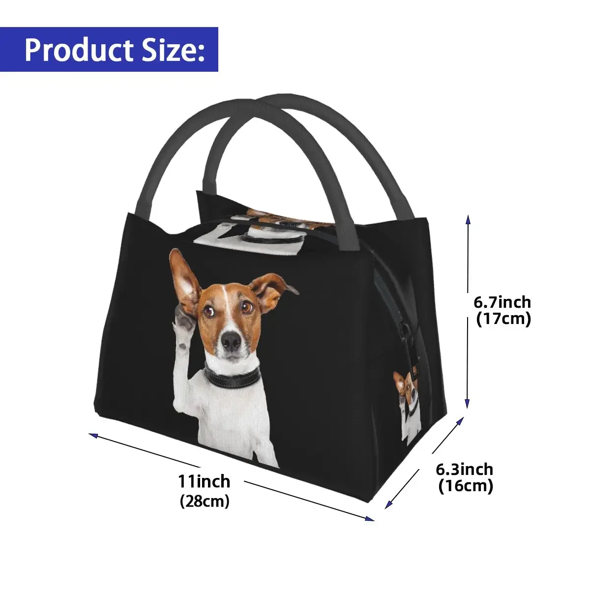 Jack Russell Terrier Dog Funny Lunch Bags isolato Bento Box Portable Lunch Tote borse da Picnic riutilizzabili per la scuola dei bambini della donna