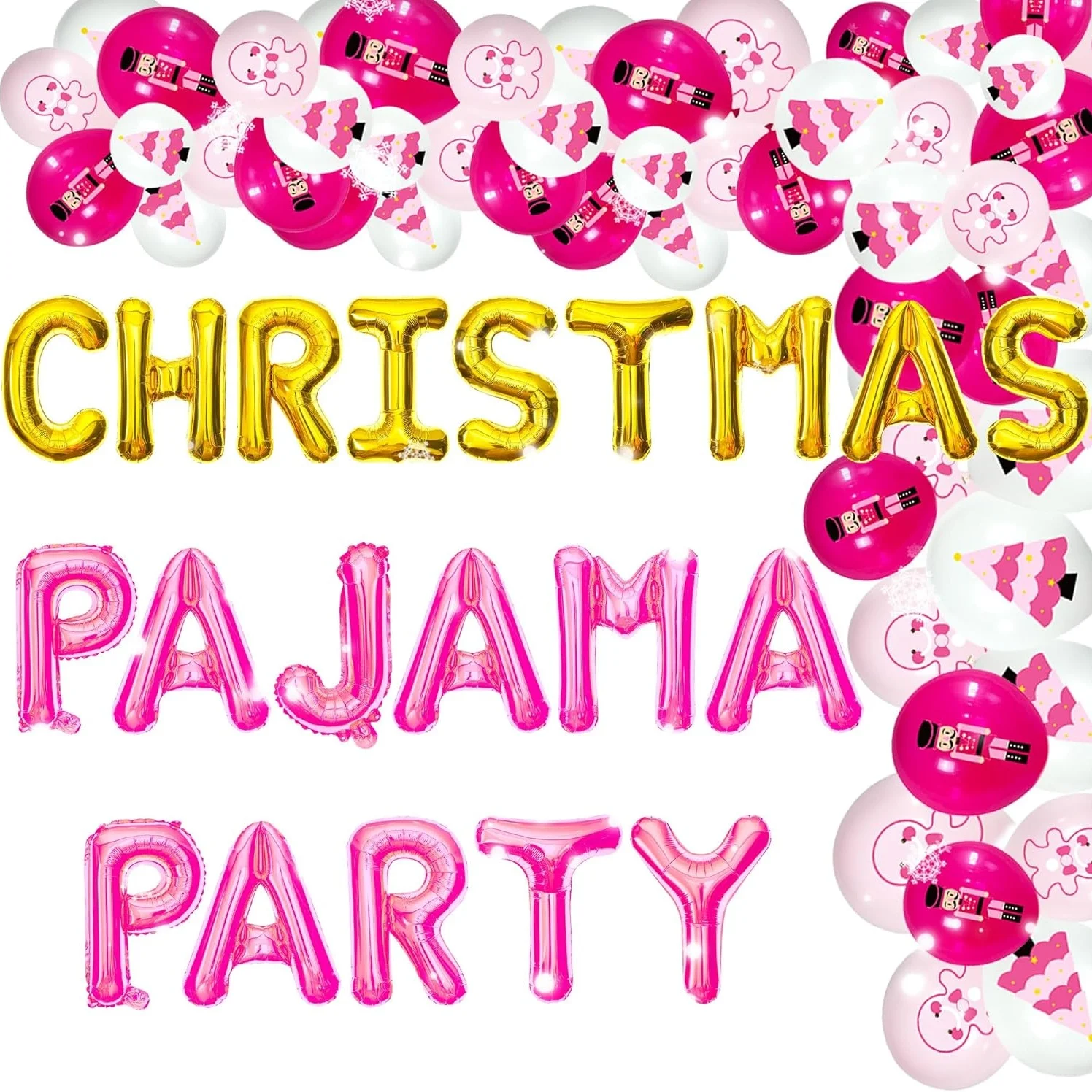 LaVenty Christmas Pajama Party Decoration Christmas Slumber Party Decoration Balloons Christmas Party Game Supplies